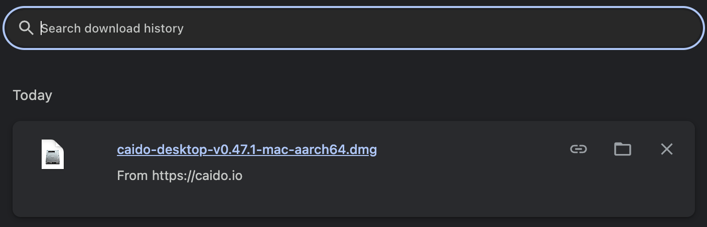 macOS .dmg Caido download.